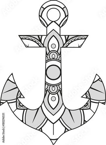 Download Vector illustration of a mandala anchor silhouette - Buy ...