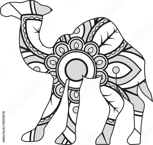 Vector illustration of a mandala camel silhouette Stock Vector | Adobe ...