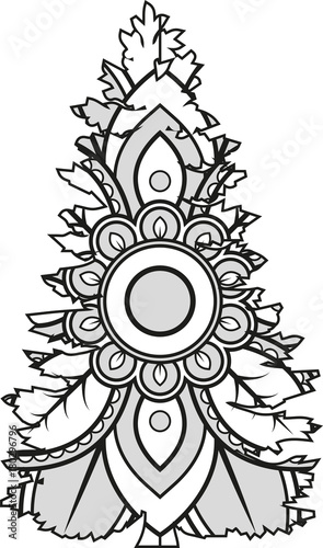 Download Vector illustration of a mandala Christmas tree silhouette ...