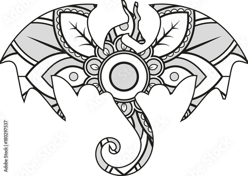 Download Vector illustration of a mandala dragon silhouette - Buy ...