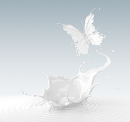 Splash of milk in form of butterfly