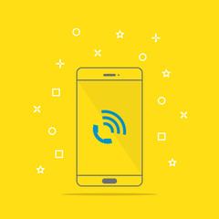 Poster - Phone call icon button on smartphone screen vector illustration