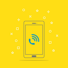 Poster - Phone call icon button on smartphone screen vector illustration
