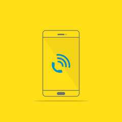 Poster - Phone call icon button on smartphone screen vector illustration