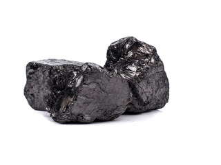 black bituminous coal on white background