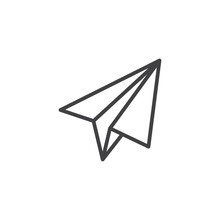 Origami Plane Line Icon, Outline Vector Sign, Linear Style Pictogram Isolated On White. Paper Airplane Symbol, Logo Illustration. Editable Stroke