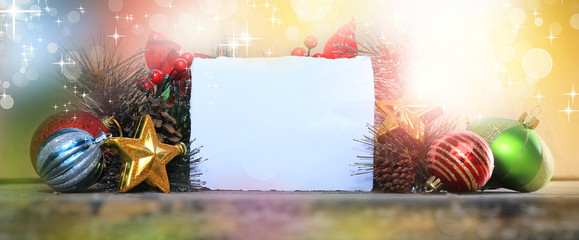 Canvas Print - Christmas background with colorful light and bokeh