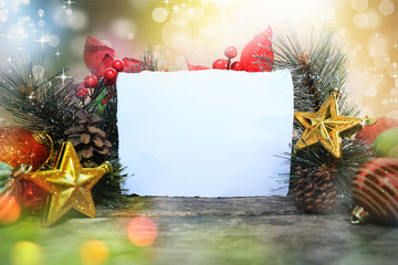 Canvas Print - Christmas background with colorful light and bokeh