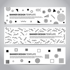 Wall Mural - Vector set of abstract memphis style retro banners