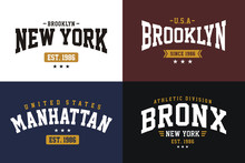 Set Typography NYC Design T-shirt Vector