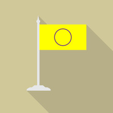 Intersex Pride Flag With Flagpole Flat Icon With Long Shadow. Vector Illustration EPS10 Of A Rainbow Pride Flag.
