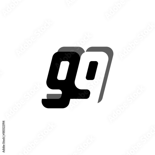 Logo 99 number black white negative space bold linked symbol with shadow vector Poster