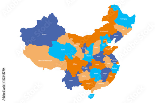 Fotomural Map of administrative provinces of China. Vector illustration.