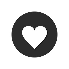 Poster - Heart, love icon flat web sign, symbol, logo, button on round background. Vector