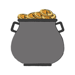 Pot with coins icon vector illustration graphic design