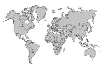 Wall Mural - world map with division of country