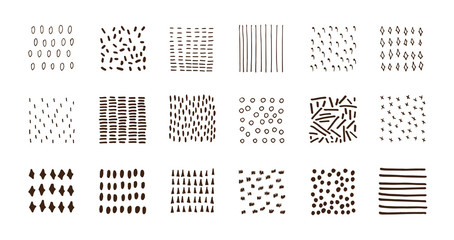 Poster - Vector abstract memphis pstterns in hand drawn style drawn with brush and ink