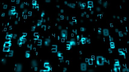 Poster - zoom to an array of numbers. business background. cinematographic background. seamless loop.