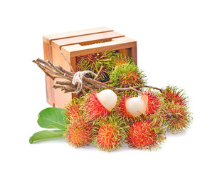 Wall Mural - rambutan on white background