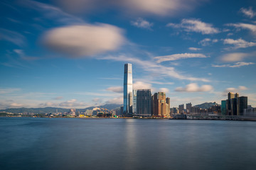 Fototapete - Hong Kong City skyline at sunrise. View from across central district Hongkong.