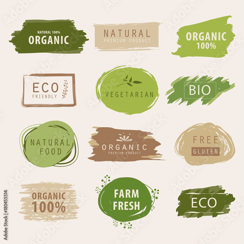 Fotografía natural and organic green banner or label design