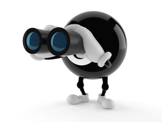 Poster - Eight ball character looking through binoculars