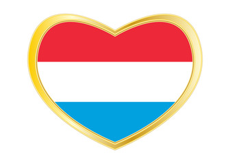 Poster - Flag of Luxembourg in heart shape, golden frame