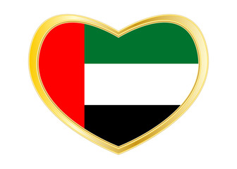 Canvas Print - Flag of the UAE in heart shape, golden frame