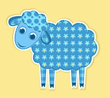 Cute Vector Patchwork Sheep