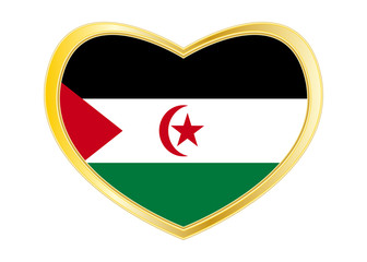 Canvas Print - Flag of Western Sahara in heart shape Golden frame