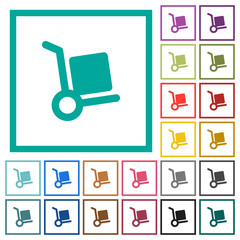 Poster - Hand truck flat color icons with quadrant frames