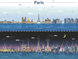 Paris vector city skyline at day and night