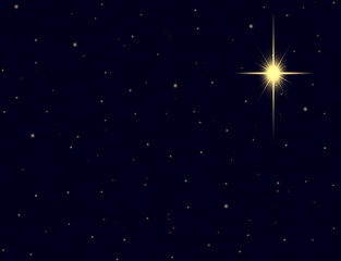 Wall Mural - christmas star with golden glow in night sky
