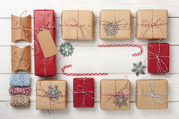 Canvas Print - Christmas gift boxes background