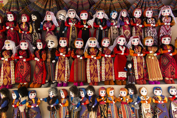 colorful rag dolls as souvenirs from armenia