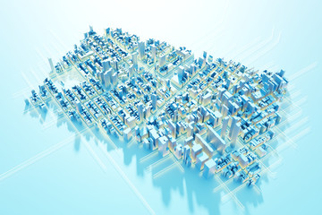Leinwandbilder - Techno mega city; urban and futuristic technology concepts, original 3d rendering