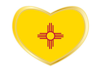 Canvas Print - Flag of New Mexico in heart shape, golden frame