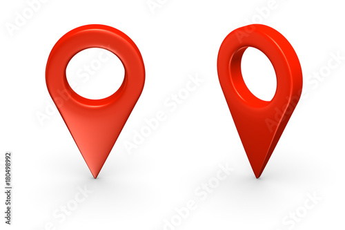 Fotografia Red map pointers isolated on white. 3d render.
