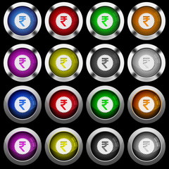 Poster - Indian Rupee sticker white icons in round glossy buttons on black background