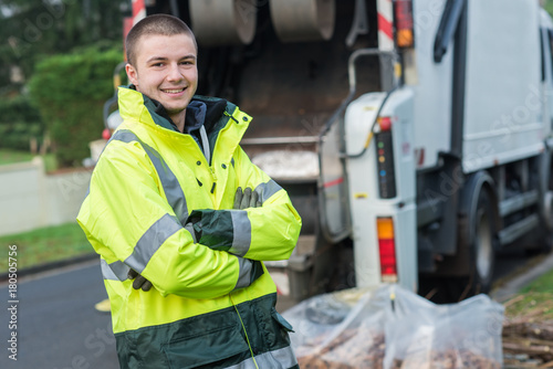 Fotografija portrait of young smiling refuse collector