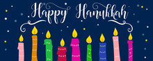 Happy Hanukkah Greeting Card. Vector Hand Drawn Illustration 