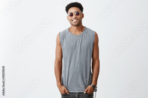 Close Up Portrait Of Young Athletic Dark Skinned African Male With