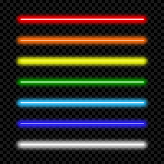 Aufkleber - Neon light tube. Set of colorful neon lamp. Vector illustration.
