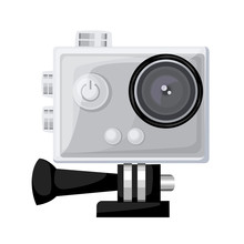 Action Camera In Waterproof Box. Equipment For Filming Extreme Sports. Realistic Vector Illustration Isolated On Dark Background Vector Illustration Web Site Page And Mobile App Design