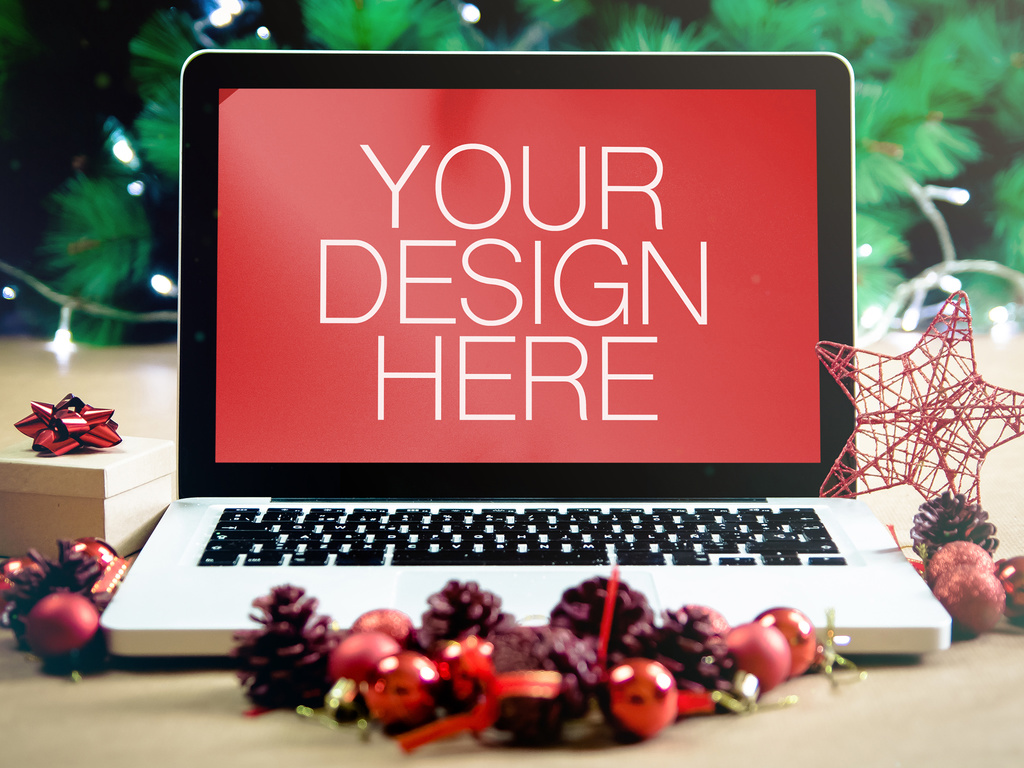 Christmas Laptop Mockup Stock Template | Adobe Stock