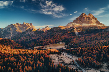 Wall Mural - aerial view of national park tre cime di lavaredo. location place auronzo, misurina, dolomiti alps, 