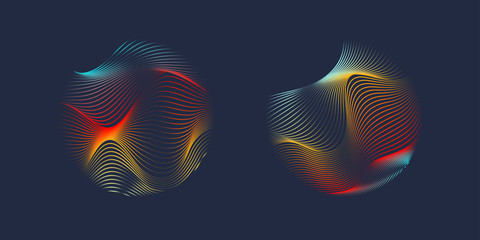 Poster - vector abstract background with a colored dynamic waves, line and particles.