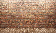 Interior Background Of Room With Brick Wall And Wooden Floor 3d Render