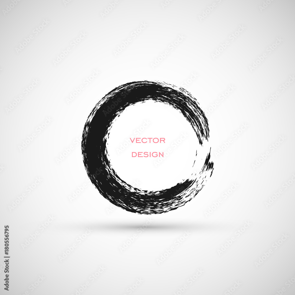 Hand drawn circle shape. Label, logo design element, frame. Brush ...