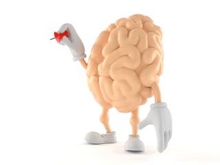 Canvas Print - Brain character holding thumbtack